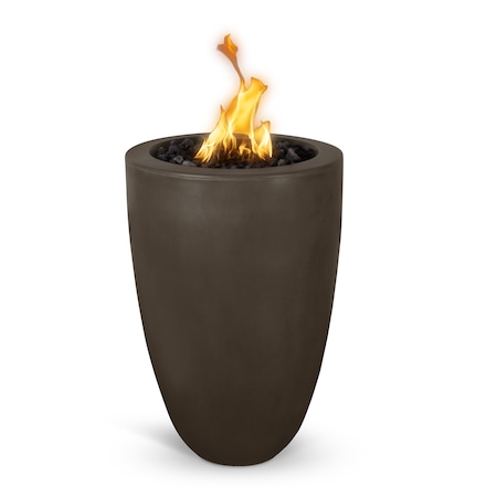 The Outdoor Plus 22 Round Castillo Fire Pillar - GFRC Concrete - Chocolate - Match Lit - Liquid Propane OPT-CSTO22AD-CHC-LP
